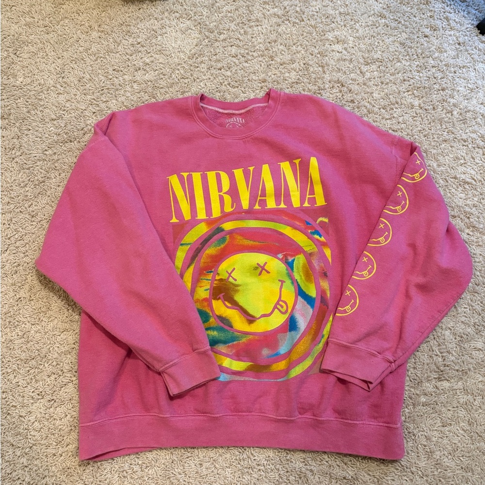 Urban Outfitters Nirvana Pink Graphic Sweatshirt